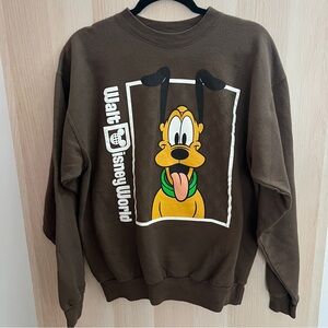 Walt Disney World Pluto Crewneck Brown Sweater Unisex Medium